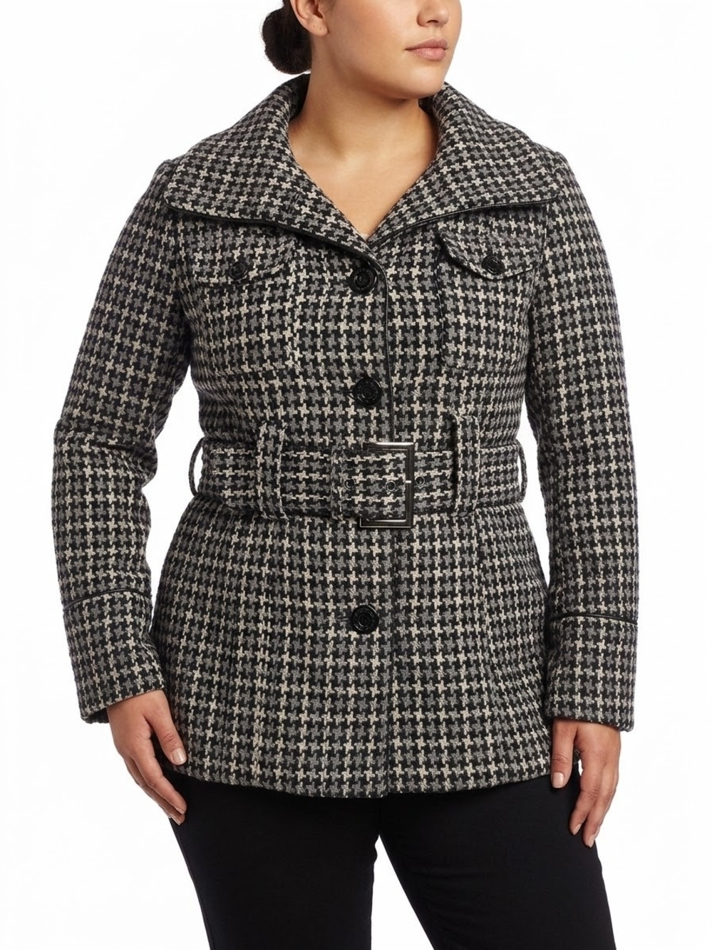 ​Oxygen Vintage Y2K Houndstooth Belted Wool Blend Jacket XL